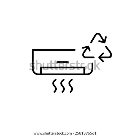 Air conditioner and recycling arrows. Sustainable cooling cycle, eco-friendly efficient air purification. Pixel perfect vector icon