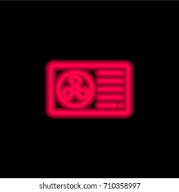 Air conditioner red glowing neon ui ux icon. Glowing sign logo vector