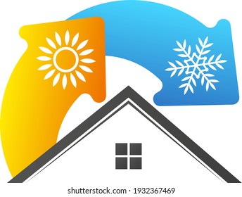 Air conditioner regulation warm and cool house temperature symbol