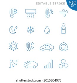 Air conditioner related icons. Editable stroke. Thin vector icon set