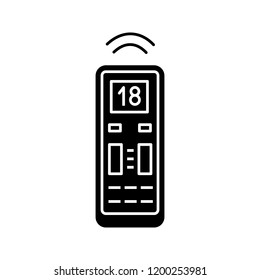 Air conditioner remote control glyph icon. Silhouette symbol. Negative space. Vector isolated illustration