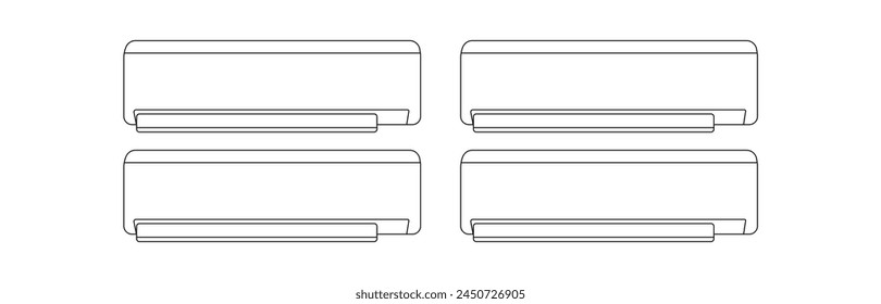 Air conditioner with remote control icon in outline style isolated on white background. Air Conditioner, Line art vector, Flat icon design, Illustration vector.
