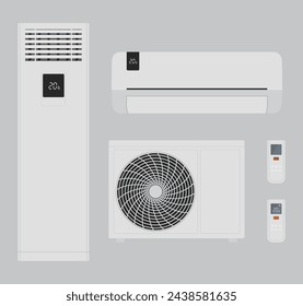 ilustración vectorial de dispositivo de aire acondicionado remoto y de refrigeración