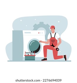 Air conditioner repair illustration concept. Illustration for websites, landing pages, mobile apps, posters and banners. Trendy flat vector illustration