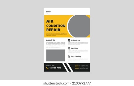 Air Conditioner Repair Service flyer template. Ac Repair Service flyer poster leaflet design. cover, A4 size, flyer, brochure design, poster, print ready