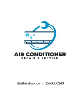 Air Conditioner Repair & Service Logo Vector Icon Illustration