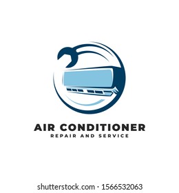 Air Conditioner Repair & Service Logo Vector Icon Illustration