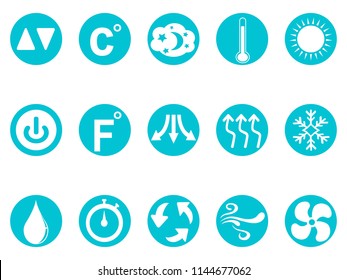 air conditioner round button icons set
