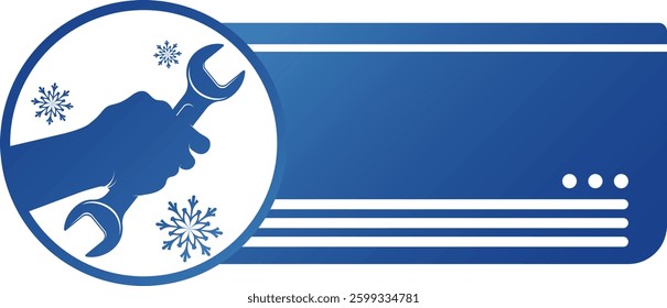 Air conditioner service and repair, wrench in hand