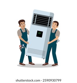 Air Conditioner Service Technician Cartoon Character Design Illustration vector eps format suitable for your design needs logo illustration animation etc