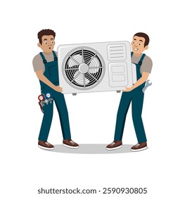 Air Conditioner Service Technician Cartoon Character Design Illustration vector eps format suitable for your design needs logo illustration animation etc