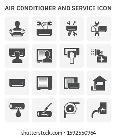Air conditioner and service vector icon set design.