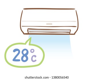 Air conditioner set at 28 degrees