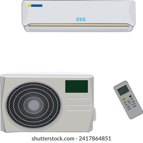 Air conditioner set design isolated on a white background vector
