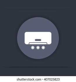 air conditioner sign, round flat icon, vector illustration