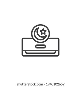 Icono de la línea de modo de suspensión de aire acondicionado. signo de estilo lineal para concepto móvil y diseño web. Icono vectorial del contorno del contorno de control de sueño del sistema de CA. Símbolo, ilustración del logotipo. Gráficos vectoriales