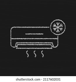 Air conditioner with snowflake sketch vector for web and mobile