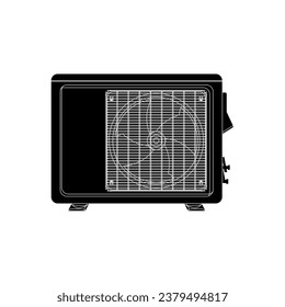 Air conditioner split system in black fill flat icon vector illustration. Top choice cooler device in the world. Editable graphic resources for many purposes.