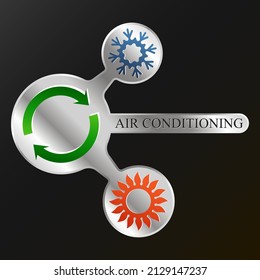 Air conditioner sun and snowflake. Environmentally friendly heating and cooling air symbol