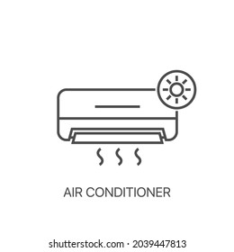 Air conditioner with sun vector icon. Doodle hand drawn illustration