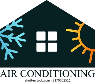 Air conditioner symbol sun and snowflake. Heating and air conditioning in the house