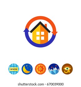 Air conditioner system in house icon