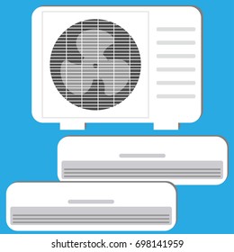 Air conditioner system: indoor unit and two outdoor units