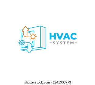 Air conditioner system logo design. Electronic controlling temperature and climate vector design. Air compressor with snowflake and sun graphic design