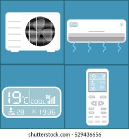 Sistema de aire acondicionado. Diseño plano de la ilustración del vector