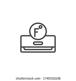 Icono de la línea de temperatura del aire acondicionado. signo de estilo lineal para concepto móvil y diseño web. Icono de vector de contorno de grado de Fahrenheit AC. Símbolo, ilustración del logotipo. Gráficos vectoriales