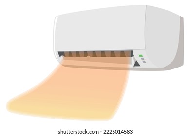 Air conditioner. Turn on the warm air. Home appliances. Vector illustration.