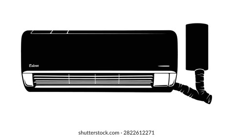 Air conditioner unit with external component black silhouette cooling climate