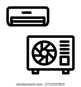 Air conditioner unit icon line style transparent illustration