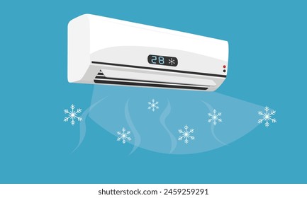 Air conditioner vector. Home appliance. Electrical equipment. Flat vector in cartoon style isolated on white background.