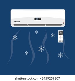 Air conditioner vector. Home appliance. Electrical equipment. Flat vector in cartoon style isolated on white background.