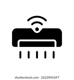 Air Conditioner Vector for Home Climate Control and Cooling Comfort. Wall-mounted AC illustration. Temperature regulation icon for modern interiors. Glyph Icon