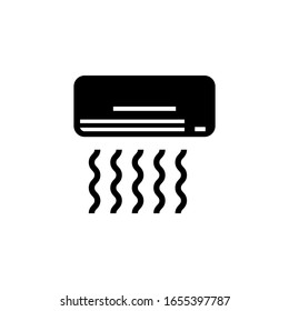 Air conditioner vector icon in black solid flat design icon isolated on white background