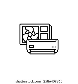 air conditioner vector icon. home appliance icon line style. perfect use for logo, presentation, website, and more. modern icon design outline style