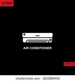 Air Conditioner vector icon on black background. Illustration flat icon for graphic, print media interfaces and web design.