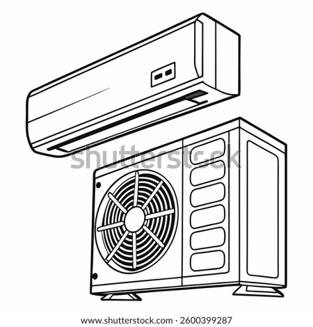 Air conditioner vector line art on white background