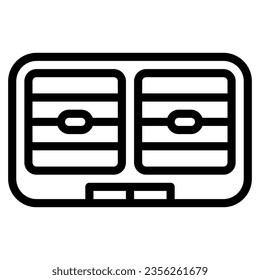 Aire acondicionado. Icono de línea de vector de un automóvil o automóvil, simbolizando una máquina para conducir. Se presenta en un estilo de línea, adecuado para conceptos móviles y diseño web