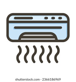 Icono De Colores Llenos De La Línea Espesa Del Vector Del Aire Acondicionado Para Uso Personal Y Comercial.
