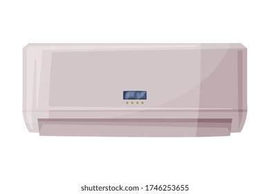 Acondicionador de aire, ventilación y acondicionamiento Sistema de dispositivo de aire de forma plana Ilustración de vectores en fondo blanco
