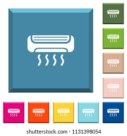 Air conditioner white icons on edged square buttons in various trendy colors
