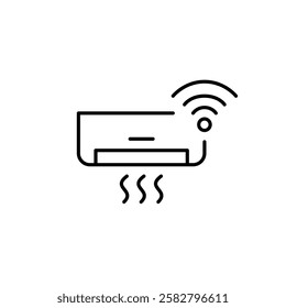 Air conditioner and wi-fi symbol. Online smart home connection. Remote control. Pixel perfect vector icon