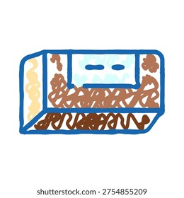 Air conditioner window unit featuring a heavily soiled filter and vents, illustrating maintenance needs and environmental buildup with a hand drawn doodle style
