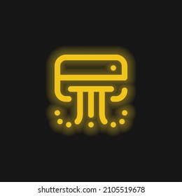 Air Conditioner yellow glowing neon icon