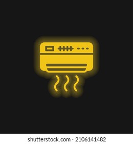 Air Conditioner yellow glowing neon icon