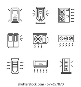 Air conditioners. Set line style icons