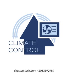 Air conditioners system maintenance. Logo, icon. Home climate control system, temperature change.